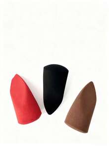 1 pieza/5 piezas/10 piezas Esponja de maquillaje de belleza clásica roja, herramienta de difuminado de maquillaje con forma de ángulo y lágrima sin látex, esponja de maquillaje con tubo redondo marcado en rojo, esponja de maquillaje con forma de lágrima estampada en rojo y triple corte - Rojo - Ver 6
