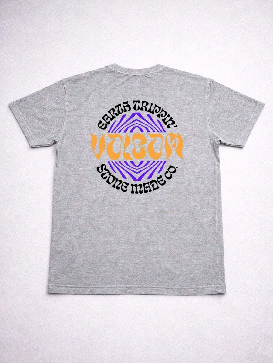 Stonewashed Basic Comfortable T-Shirt For Everyday Wear, Sizes PP To GG, Volcom Art Streetwear Urban Culture Street Fashion Street Graffiti Skater Skateboard Shirt Blouse Unisex Men's Women's 100% Cotton Top Premium Streetwear New Release Immediate Shipping Various Colors!! Plus Size - 灰色 - 查看 1
