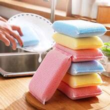 6/12 piezas Esponjas para lavar platos, Almohadillas de lavado de platos engrosadas, Paños de limpieza de cocina, Descontaminación eficiente, Fácil de limpiar, Productos de limpieza de cocina esenciales | Suministros de cocina coloridos | Esponjas resistentes a los arañazos, Adecuadas para la limpieza de la cocina y el baño - Varios artículos - Ver 1
