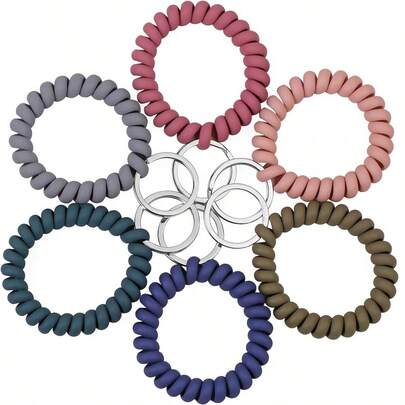 6 chiếc dây buộc tóc xoắn ốc không gây hư tổn, dây buộc tóc chống thấm nước, dây chun co giãn chắc chắn, dây buộc tóc đuôi ngựa không tạo nếp cho nữ, phụ kiện tóc cho tóc dày, thích hợp cho thể thao, tắm vòi sen, bơi lội.