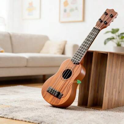 A 35-Centimeter Mini Guitar Toy, Suitable For Playing Simple Instruments, With A Pick, Simulating Ukulele, Ideal For Beginners, Is A Guitar Puzzle And Musical Instrument Set