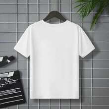 Camiseta infantil para niño mayor de algodón natural con estampado moderno, cómoda para el colegio y actividades al aire libre, tallas 7-16 años - Blanco - Ver 5