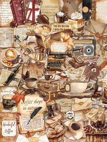 50pcs Retro Coffee Themed Stickers Suitable For Diary, Scrapbooks, Phone Cases, Notebooks, Water Bottles, Waterproof Decorative Pet Sticker Back To School School Supplies - Multicolor - View 9