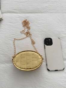 Mini Stone Texture Crossbody Bag, New Lipstick Small Square Bag, Minimalist Chain Shoulder Bag For Summer - Gold - View 11