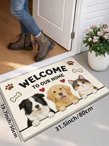 DAJIANG 1 pieza Alfombra de entrada/felpudo para cocina y baño con diseño de perro de dibujos animados colorido y lindo, lavable, antideslizante, para interior y exterior, adecuado para días festivos - Hogar de mascotas - Ver 13
