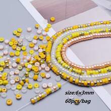 6x3毫米 60颗/袋 玻璃太空珠，用于珠宝制作DIY配件 - 6x3mm 隔片 - 查看 15