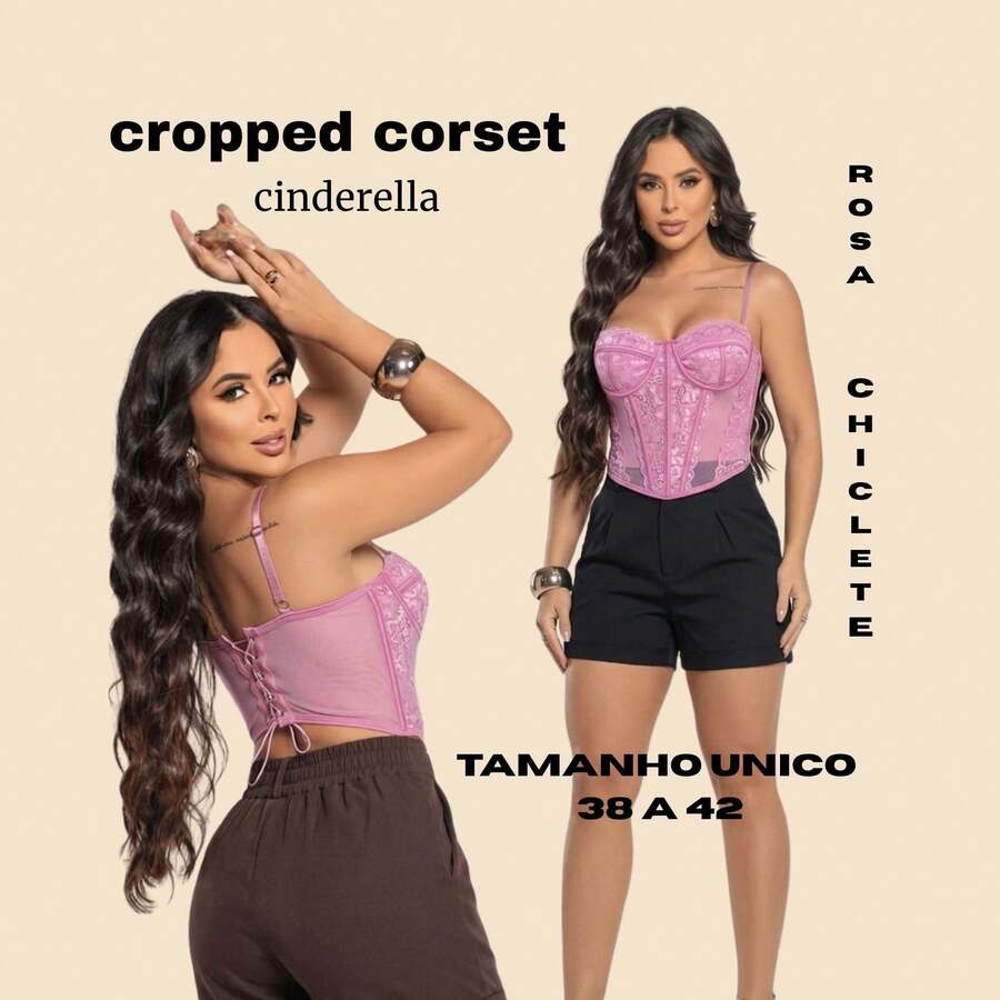 Lace Corset Without Pad Tulle  Underwire And Strap Cropped Women's Basic SPRING-SUMMER - Pink - View 1