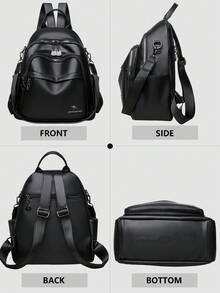 复古防盗PU皮女士双肩包；多功能时尚日常包；多口袋轻便旅行包；大容量简约学生双肩包；便携式通勤包，适合学生、护士、教师、商务人士、旅行、通勤、购物、办公、约会、徒步、培训、工作、生日礼物、节日礼物 - 彩色 - 查看 7