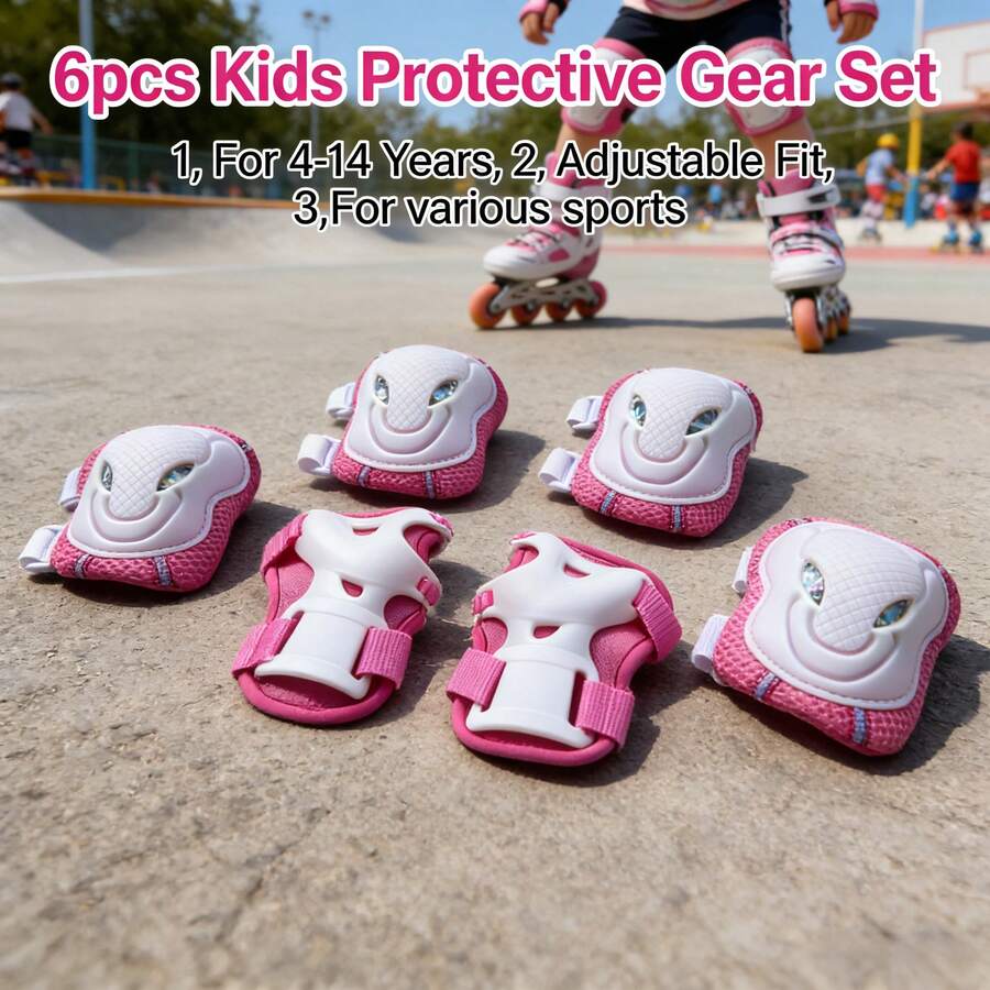 BAT DEICIDE Set Perlengkapan Pelindung Anak 6 Buah, Cocok untuk Usia 4-14 Tahun, Termasuk Pelindung Lutut, Pelindung Siku, dan Pelindung Pergelangan Tangan, Desain Tahan Benturan, Cocok untuk Skateboard, Bersepeda, Skuter, Sepatu Roda, Tersedia Berbagai Pilihan Warna, Bersertifikasi CPSIA