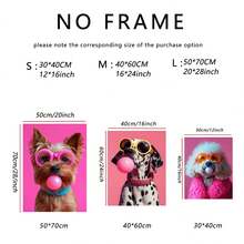 3 piezas Gafas de moda con diseño inspirado en animales, lienzos con arte de pared de perros, impresión HD con opción de marco, decoración de arte pop colorido, decoración moderna colorida diseñada para amantes de los perros - Multicolor - Ver 8