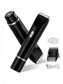 Women's 2-In-1 Purple Double Headed Bikini Electric Shaver, A Dual-Purpose Body Hair Remover Suitable For Bikini, Armpit, Leg, Arm, And Face, With Long-Lasting Battery Life, Rechargeable Design, Low Sensitivity Blade Head, Facial Hair Removal | Ergonomic Handle | Adjustable Trimmer, 400mAh Battery - màu đen - Xem 1