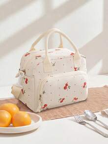 1 chiếc túi đựng cơm trưa bằng vải nhung kẻ mới, túi giữ nhiệt đa chức năng, túi đựng cơm trưa in hình quả anh đào có quai đeo vai, túi đựng bữa tối cách nhiệt, túi đựng trái cây dày dặn dễ thương dành cho học sinh, hộp cơm bento có túi phụ, hộp cơm bento giữ nhiệt chống rò rỉ với lớp lót nhôm dày. - Nhiều màu - Xem 12