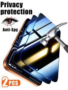 Shockproof Privacy Screen Protector 2pcs 17 Pro Max Privacy Anti-Spy Tempered Glass Screen Protector, Easy Installation, 9H Hardness, Scratch-Resistant, Compatible With Phone Cases, Full Screen Coverage, Bubble-Free, Suitable For 17 Pro Max/17 Pro/17 Air/17e/116 Pro Max/16 Pro/16 Plus/16e/16/15/14/13/12/11, Phone Accessories, Essential For Daily Life And Office Use, Mother's Day Gift - Black - View 39