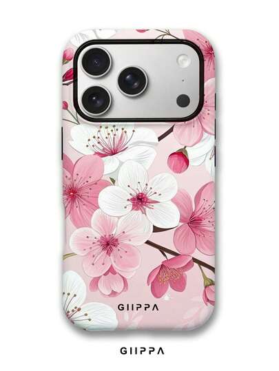 GIIPPA 1pc Shallow Pink & Pink-White Dual-Tone Peach Blossom Shaped Phone 17 Pro Max Case, Suitable For Phone 16 Pro Max, 15 Pro Max, 14 Pro Max, Korean Stylish & Interesting Phone Case, Compatible With 11/12/13/14/15/14 Pro Max Plus, Elegant Design For Both Men And Women, Ideal Gift For Christmas, Valentine's Day, Easter, Wedding Season And Birthday For Girlfriend