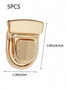 5个/10个金属鸭嘴扣锁，行李箱五金配件盾形铁扣锁，手提包肩带扣纽扣DIY钱包盒手提包配件，行李箱手提包金属锁DIY包包金属锁鸭嘴扣纽扣，包包配件五金零件 - 金色 - 查看 8