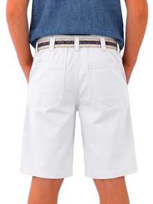 Boys' Denim/Twill Bermuda Shorts With Belt And Pockets | Casual Smart. - trắng - Xem 2