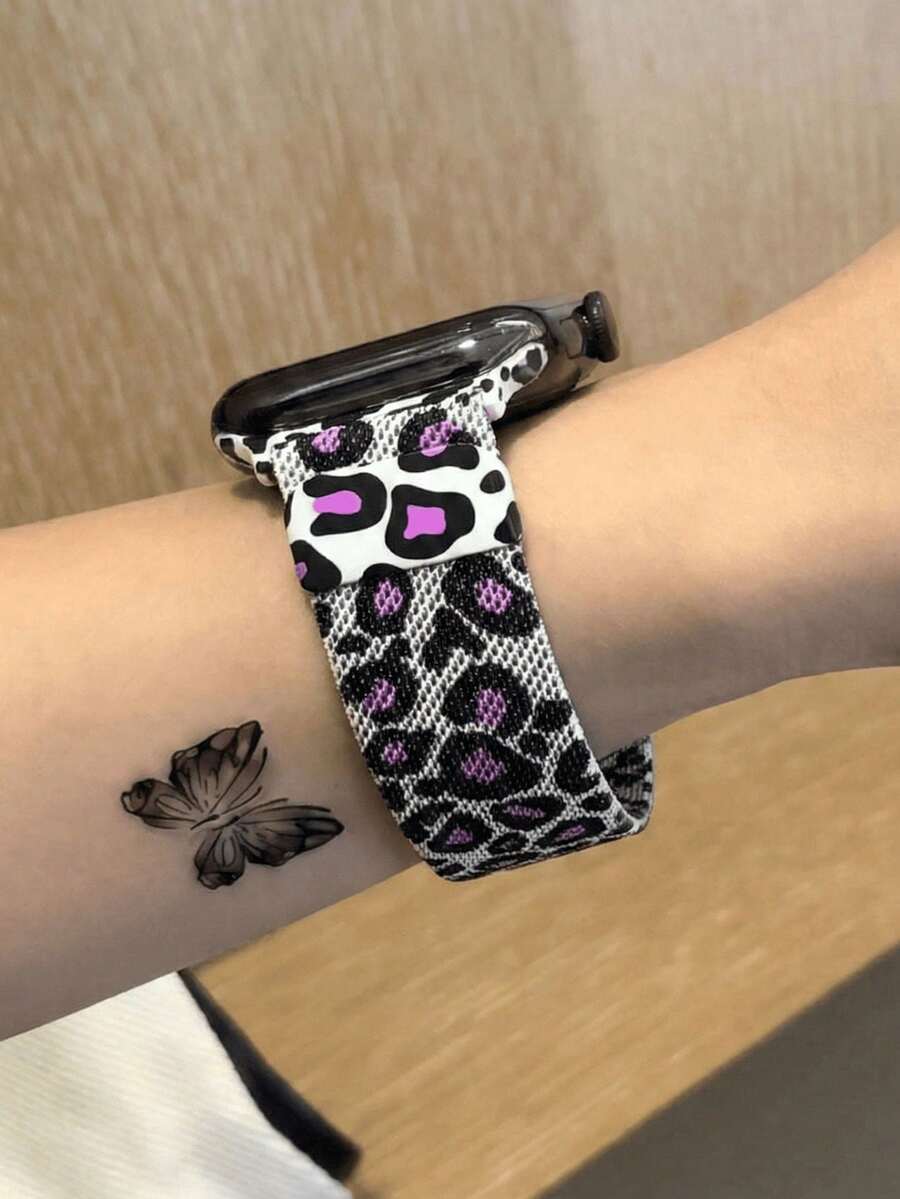 1条时尚银粉色豹纹不锈钢表带，适用于 38mm、40mm、41mm、42mm、44mm、45mm、46mm、49mm，米兰尼斯编织表带，适用于 Ultra 11、10、9、8、7、SE3、6、5、4、3、2、1，时尚印花智能手表表带，优雅替换表带，手表配件，适合日常佩戴、聚会、旅行、户外活动，是馈赠亲朋好友的理想礼物。