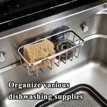 Keranjang Penyimpanan Kreatif Stainless Steel dengan Dua Perekat Hisap, Rak Organizer Dapur dan Kamar Mandi, Tempat Spons Wastafel, Rak Penyimpanan Toilet, Keranjang Penyimpanan Multifungsi - 1 buah - View 1