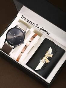 Bộ 3 món: Đồng hồ, vòng tay và ví thời trang & thanh lịch dành cho nữ, món quà sang trọng cho Ngày của Mẹ, Lễ Tạ ơn, Ngày Valentine, Giáng sinh, Sinh nhật, Kỷ niệm. - Nhiều màu - Xem 2