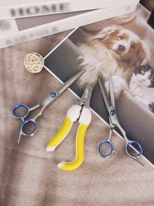 3pcs Pet Grooming Scissors Set - Hair Thinning Scissors, Trimming Scissors, Nail Clippers, Stainless Steel, Suitable For Small/Medium Dogs & Cats, Essential Home Pet Grooming Tools, Beginner-Friendly, Ins Style Pet Grooming Gift Set - Multicolor - View 4