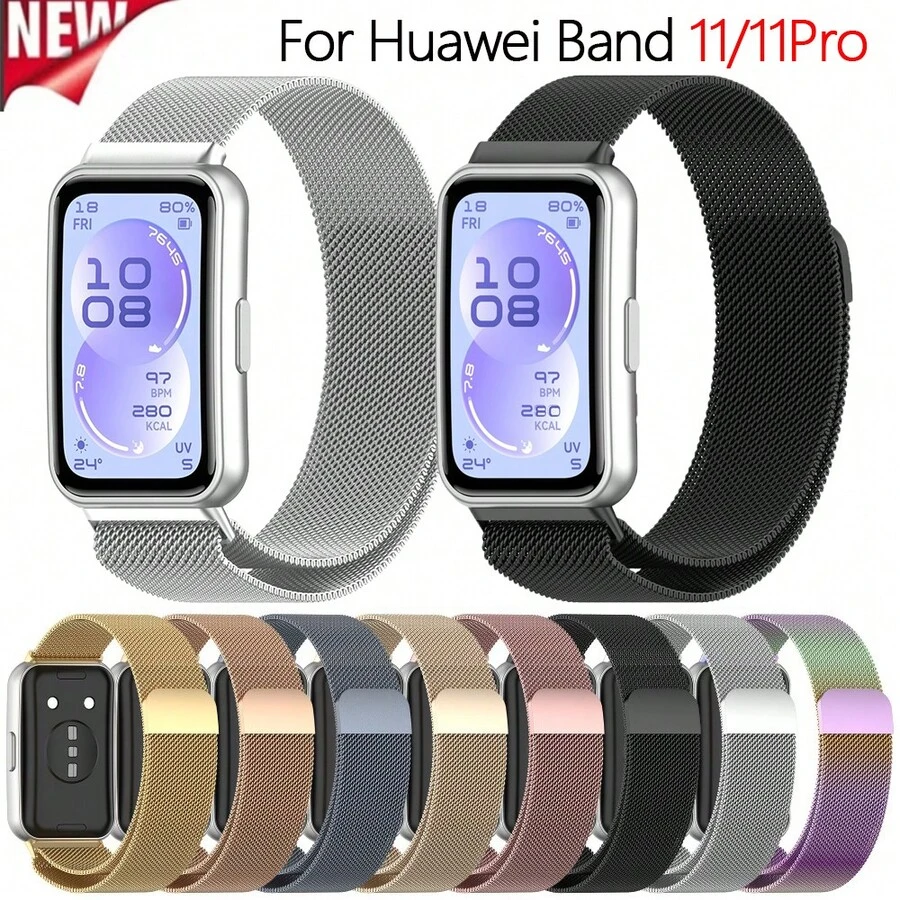 Compatible With Huawei Band 11/11 Pro Adjustable Magnetic Milanese Band High Quality Stainless Steel Mesh Stylish Replacement Strap Secure Comfortable Fit Durable Lightweight Breathable Perfect For Daily Wear Workout - Multicolor - View 1