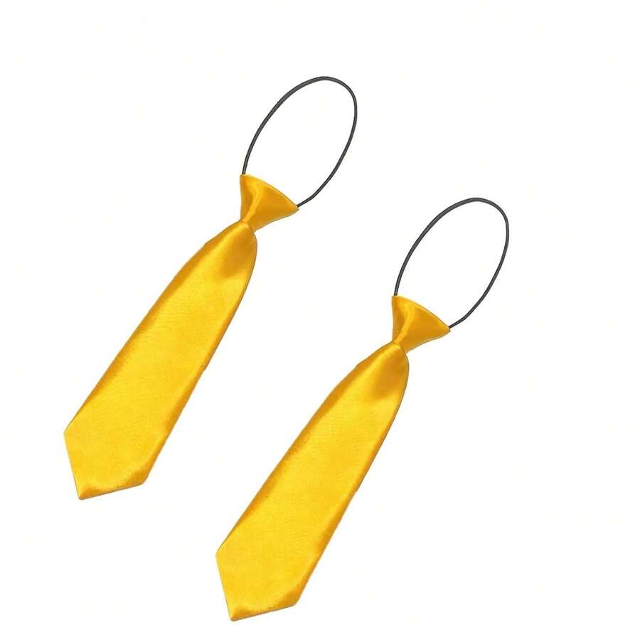2-Pack Satin Tie - Adjustable Anti Slip Design, Suitable For Uniforms, Campuses, Offices, Weddings, And Daily Wear - Quick To Wear, Easy And Convenient (Free To Wear) - Yellow - View 1
