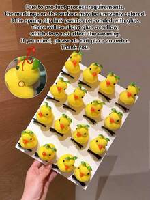 10个/套 可爱随机小鸡绿叶弹簧发夹，适合日常、派对、刘海、卡通发饰、趣味节日聚会、拍照、直播礼物、青春百搭、旅行、生日 - 豆芽小黃鴨 - 查看 7