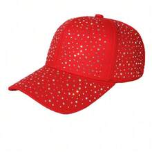 Rhinestone Studded Baseball Cap For Women, Sparkly Bling Bling Trucker Hat, Adjustable Fashion Sun Hat For Summer - Black Rhinestones - View 8