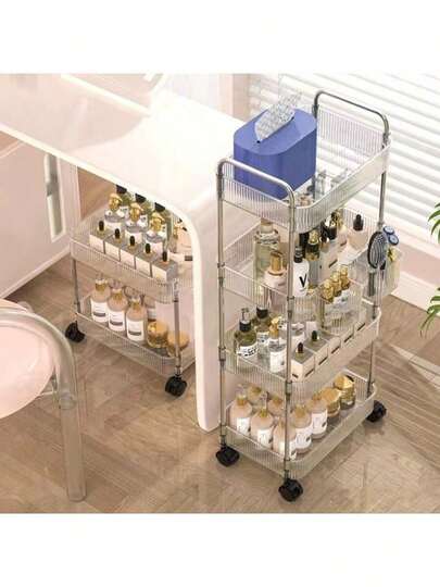 1 Xe đẩy 2/3/4 tầng, xe đẩy lưu trữ đa chức năng trong suốt có tay cầm và bánh xe, kệ lưu trữ di động cho văn phòng, phòng tắm, nhà bếp và phòng khách, xe đẩy tiện ích trong suốt, đồ dùng lưu trữ tại nhà.