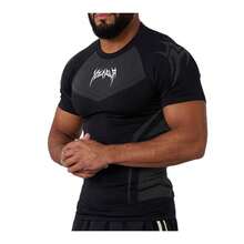 Men's T-Shirt Slim Fit Gym Short Sleeve Crew Neck Moisture Wicking Top For Running Training All Seasons - 黑色 - 查看 4