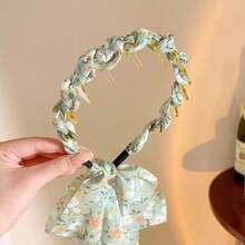 Vintage Countryside Style Women's Floral Ribbon Headband With High-Top Skull And Teeth Decor, Non-Slip Pressure Hair Clip, Long Face Washing And Braiding Headband Hair Band Diadema Hair Hoop - Multicolor - View 7