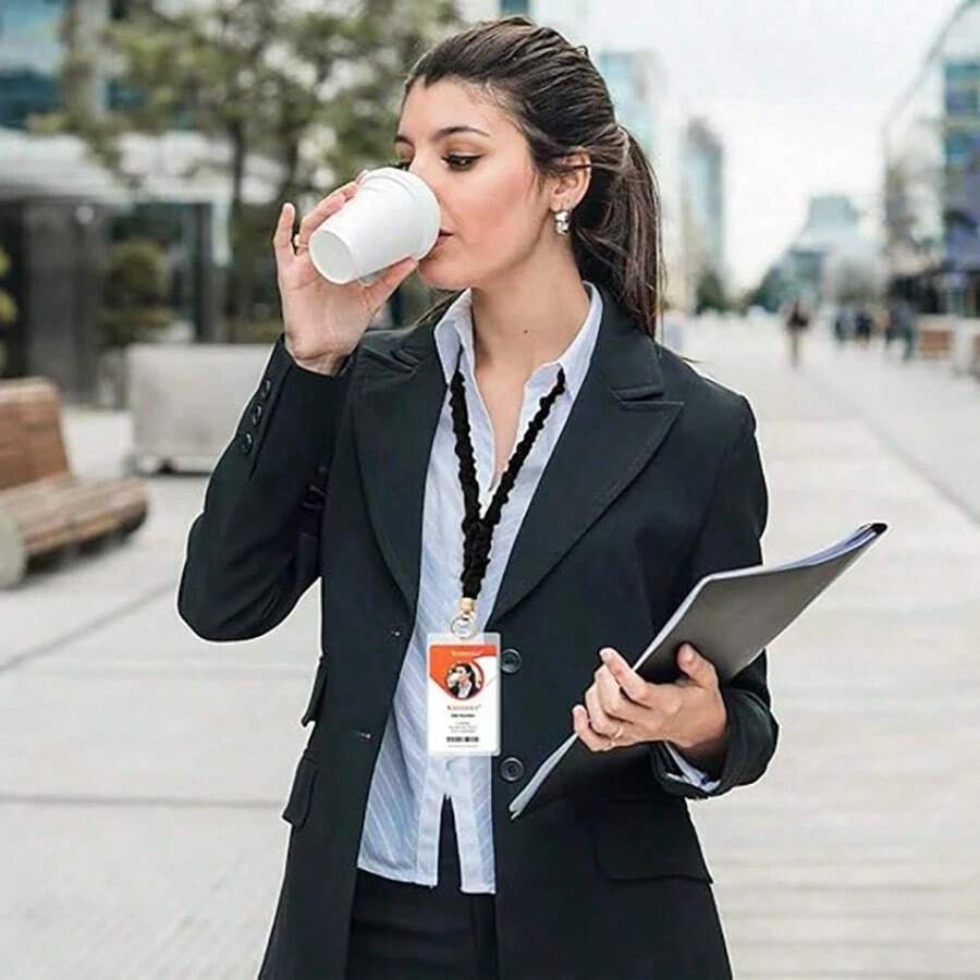 Dây buộc tóc co giãn - Móc khóa đeo cổ dễ thương | Giá đỡ thẻ ID rút gọn dành cho nữ - A - Xem 1