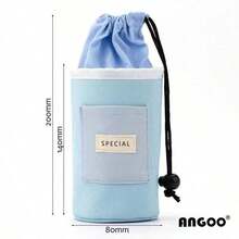 1pc Unisex Minimalist Style Cylindrical Pencil Case, Large Capacity Canvas Pencil Bag With Drawstring, Vertical Flip-Top Pencil Box, Unique Design, Portable Makeup Bag/Box - Single Piece - View 12