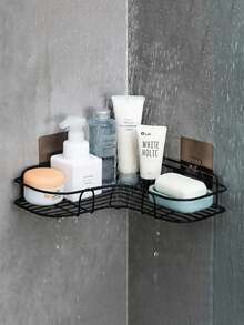 1/2pcs Black Wall Mounted Bathroom Shelf, Cosmetic Hanging, Shower Wall Rack, Suitable For Kitchen, Dining Room, Party, Gift For Friends And Family, Christmas Decor, Home Decor - Multicolor - View 4