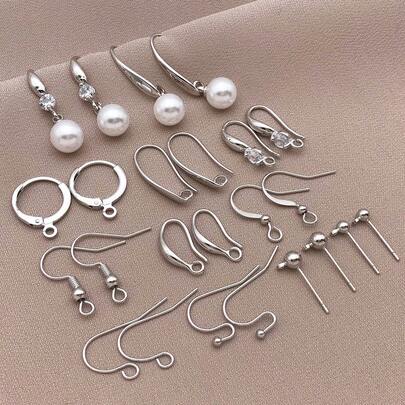 6件套优雅简约镀铂金铜耳钩套装，可DIY手链项链耳环配饰，适合婚礼派对