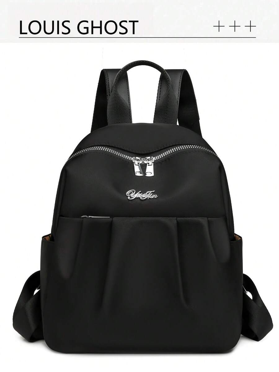 Multi-Color Fashion Backpack - All-Around Partner For Commuting, School And Travel! Made Of High-Quality Nylon! Classic Double Zipper Design, Compartmentalized Storage Space: Main Compartment, Front Pocket And Side Pockets For Phone, Keys, Water Bottle, Etc.