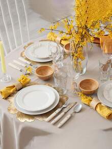 6 Peças Sousplats Redondos de Metal Dourado com Flor, Tamanho 15x15 Polegadas, Sousplats de Flor de Vinil Antiderrapante, Sousplats de Rosa Dourada de PVC, Laváveis e Fáceis de Limpar, À Prova d'Água e Antiderrapante, Adequados para Decoração de Mesa de Jantar em Festas de Casamento e Feriados, Sousplats Laváveis e À Prova d'Água para Decoração de Mesa de Cozinha Interna - Multicolorido - Visão 2