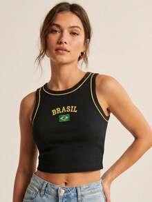 Kit Of 3 Premium Ribbed Cropped Tops From Brasil – Style, Comfort, And Attitude - Đen, xanh lá cây và vàng - Xem 2