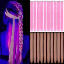 Hot Pink Glow In The Dark Clip In Hair Extensions 20 Inch Synthetic Highlight Hair Accessories - 彩色 - 查看 11