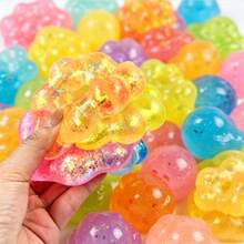 1PC Glitter Flower Wristband Squishy Toy, Soft Slow Rebound Stress Relief Fidget Toy, Cute Taba Squeeze Decompression Sensory Toy, Portable Wearable Bracelet For All Ages & Autism, Ideal Birthday/Easter/Halloween/Christmas Gift, Stocking Fillers, Party Favors - 彩色 - 查看 3