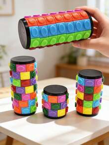 Rotating Sliding Puzzle Fingertip Spinner Puzzle Stress Relief Anxiety Relief Desktop Decor (Restore Order/Create Patterns) 8 Colors 6, 7, 8 Layers Detachable Quick Play Brain Challenge Sensory Collectible For Teens - Multicolor - View 2