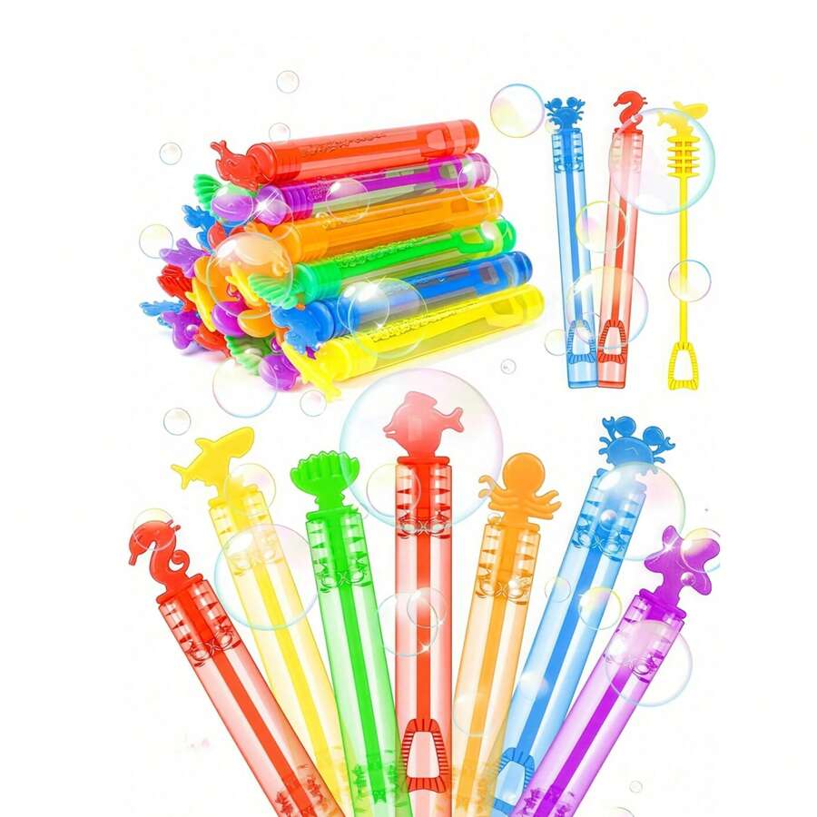 12/24/48/60pcs Mini Bubble Wands, Ocean Creature Shaped Bubble Bottles, Mini Test Tubes (Bubble Liquid Not Included), Party Entertainment Tool, Suitable For Creating Atmosphere At Weddings, Celebrations, Anniversaries, Parties, Birthday Gifts/Graduations/Enrollment Ceremonies. Interactive Bubble Blowing Toys For Children, For Kids - Multicolor - View 1