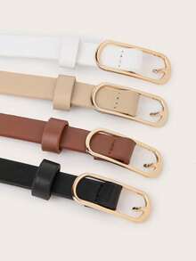 4 chiếc thắt lưng da trơn khóa vuông kim loại cho nữ, thắt lưng cổ điển thường ngày cho mùa thu, mùa đông, Halloween - thắt lưng - Xem 5