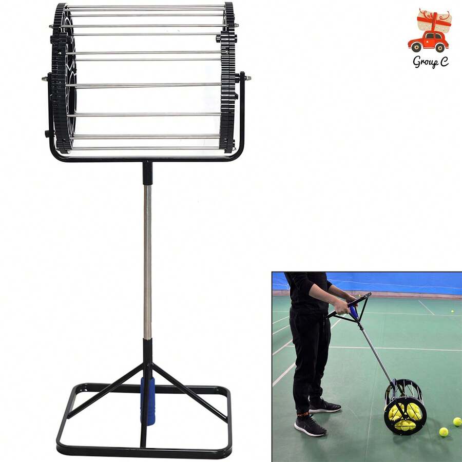 RibasuBB Portable Tennis Ball Picker Roller Scoop Holds Up To 55 Balls Stainless Steel Lightweight 2‑In‑1 Court Collector For Coaches Clubs Schools - Multicolor - View 1