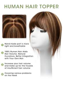 Women's Hair Topper, Suitable For Thinning Hair, 8-14 Inch Hairpiece With Lightweight Clip-In Bangs, Realistic Scalp And Parting, For Daily Wear - Multicolor - View 4