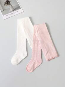 2 chiếc quần legging lưới tối giản màu trắng và hồng dành cho bé gái, kiểu dáng thời trang và đa năng, phù hợp cho bé gái mặc hàng ngày vào mùa xuân và mùa hè. - Nhiều màu - Xem 3
