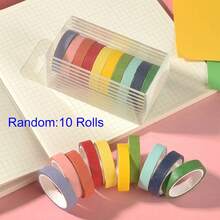 10 Rolos de Fita Washi de Cores Aleatórias, Fita Adesiva Decorativa para Scrapbooking, Artesanato DIY, Embrulho de Presentes, Codificação de Cores e Agendamento - multicolorido - Visão 4