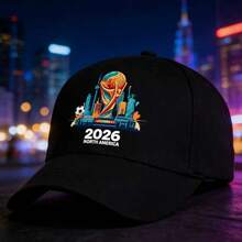 2026 North America World Cup Landmark Baseball Cap, Unisex Adjustable Football Fan Dad Hat - 黑色 - 查看 6