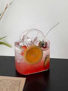 1pc Minimalist Glass Cup Holder Tote Bag, Elegant Carry Handle Coffee Cup With Straw, Large Capacity High Aesthetic, Suitable For Home Decor Beverage Cup, Cafe Latte Cup, Restaurant Cafe, Gift, Festival Decor, Wedding Party Tableware - Multicolor - View 12