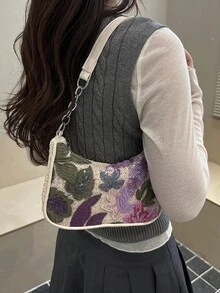 Túi đeo vai nữ, túi dệt thời trang, túi xách tay, túi vải dệt đính sequin, túi cói, túi đeo vai dây xích cho nữ - Nhiều màu - Xem 6